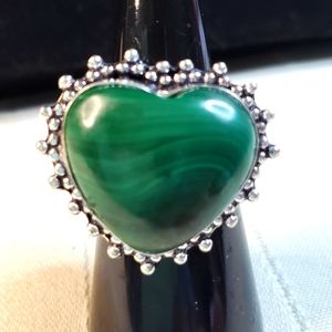 NEW Malachite natural stone Ring Size 6 1/2.   .925 overlay